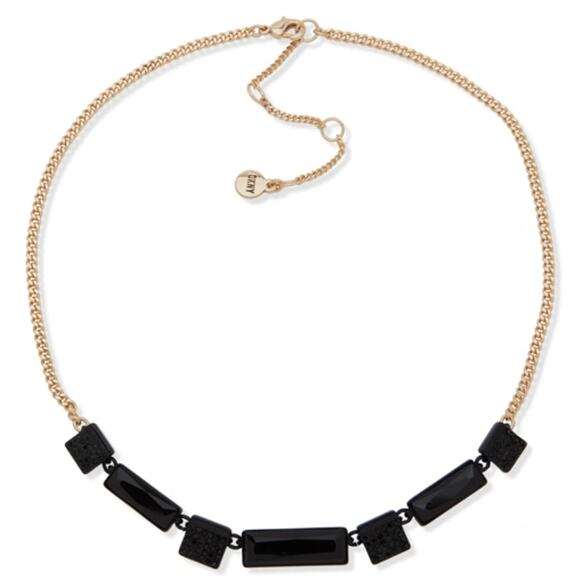 DKNY Gold-Tone Crystal Frontal Necklace, 16" + 3" extender - Picture 1 of 5